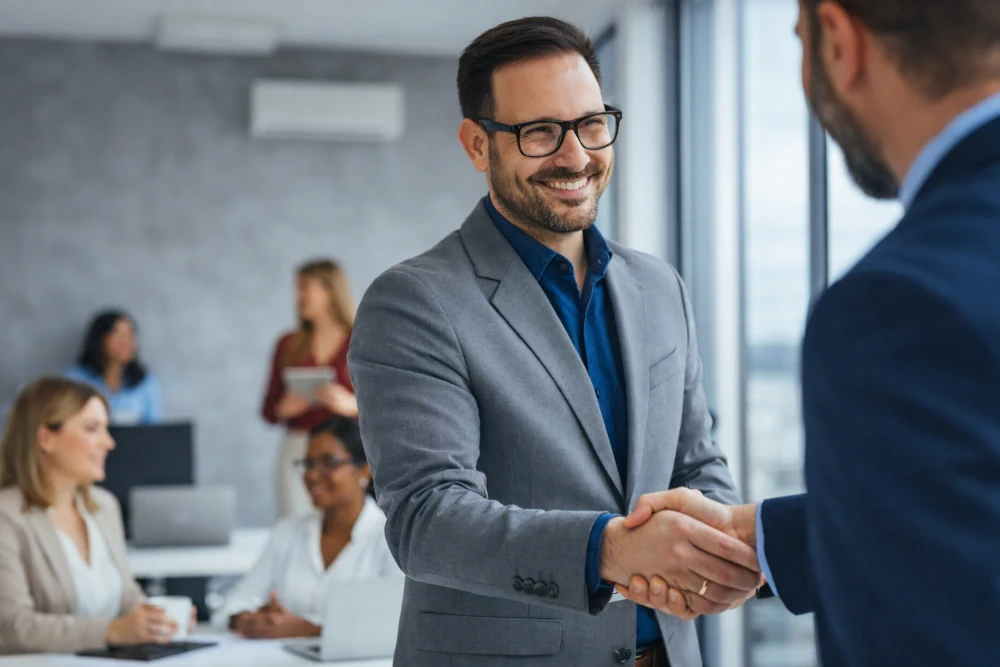 un representante de zero waste recibe a un cliente